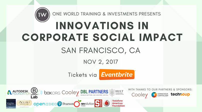 #Innovations in #Corporate #Socialimpact on Nov 2 <a href="/CooleyLLP/">Cooley LLP</a> in SF
Learn more about our speakers &amp; get your tickets:
eventbrite.com/e/innovations-…