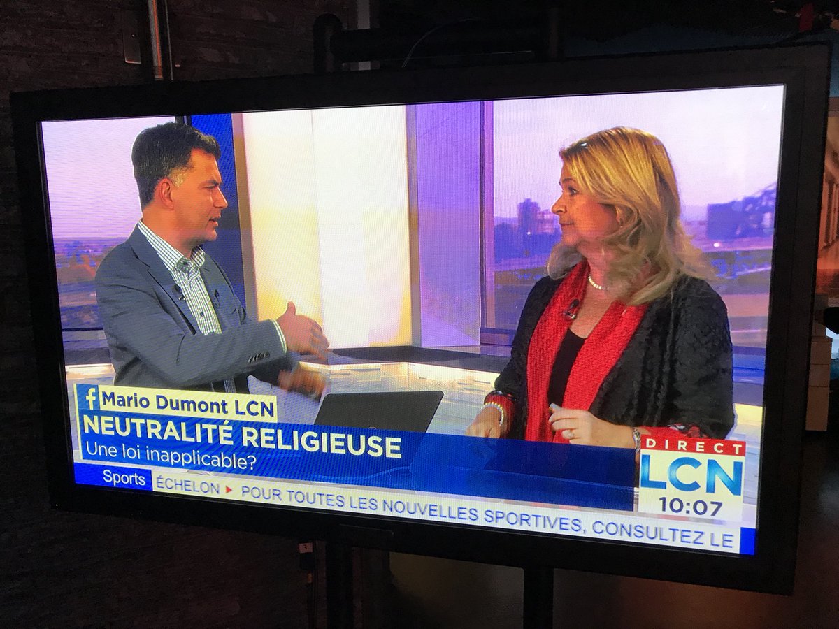 .@mairesseroy discute avec <a href="/mariodumont/">MarioDumont</a> <a href="/tvanouvelles/">TVA Nouvelles</a> des difficultés d’application du #PL62 sur la neutralité religieuse #UMQ #polqc