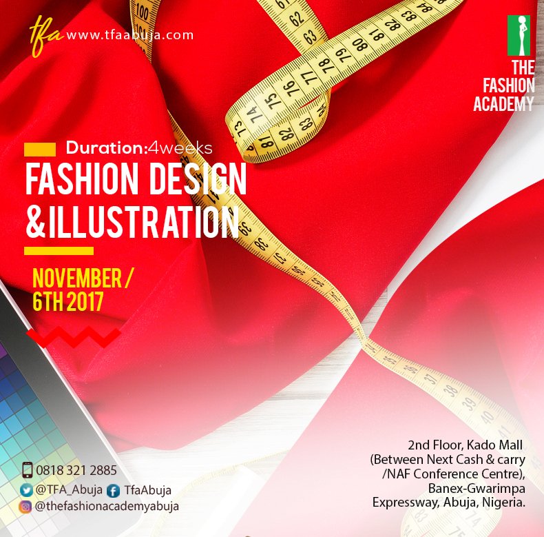TFA_Abuja's tweet photo. Get ready to be part of our FASHION DESIGN 👕👖👗👘👚&amp; ILLUSTRATION classes.
Date: 6th November, 2017🏃🏃 #fashiondesigntraining #fashiongoals https://t.co/E69xfYZoC0