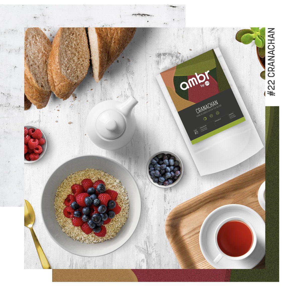 Cranachan blends sencha green tea, raspberry leaf &amp; hibiscus to deliver a refreshingly bright green tea, inspired by the Scottish dessert 🍃