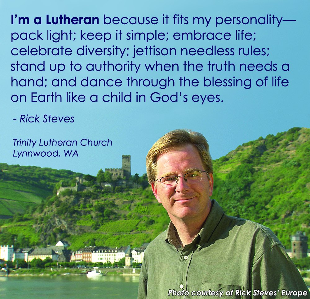 ELCA's tweet photo. Watch "@RickSteves’ Luther and the Reformation” at https://t.co/3HRa3M6qJ9 or read his “I’m a Lutheran” column: https://t.co/cqNYepxT62 https://t.co/9nTLG0Cppn