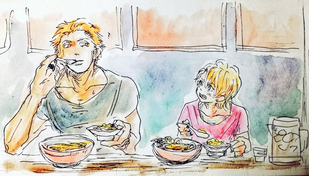 【ラクガキ】ご飯を一緒に食べる龍也さんと翔さん！【リクエストボックスありがとうございました~！！】

お題つきで描きやすかったしご飯を食べる姿を描くのも大好きなのでたのしかった~(*´-`) 