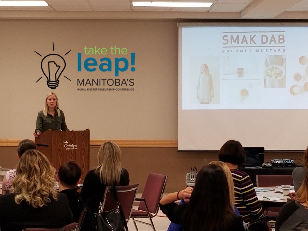 TakeTheLeapMB's tweet photo. A truly inspiring start as keynote Carly from @Smakdabfoods kicks things off at #Taketheleap2017 https://t.co/s9QL7LqCLD