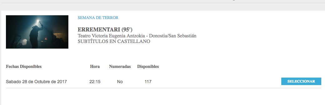 Continúa habiendo entradas para el pase de <a href="/ErrementariFilm/">Errementari</a> en el Victoria <a href="/VEAntzokia/">Victoria Eugenia</a>! (Agotadas para la Inauguración) #117ultimas