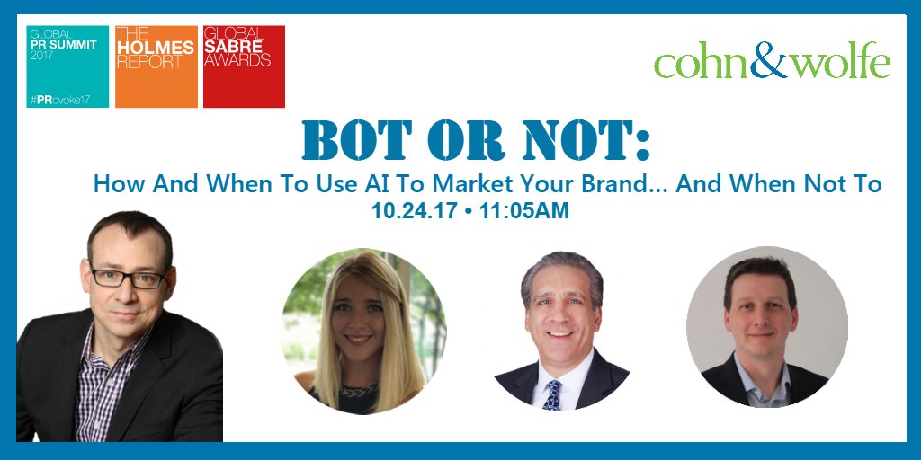 Tomorrow’s the day! Join #BotOrNot at 11:05 to discuss AI's role in comms w/ industry leaders at #PRovoke17 Summit chn.wf/2g67bce