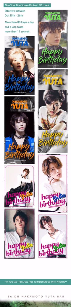 baiduyutabar's tweet photo. #YUTA #NCT127 
2017 NAKAMOTO YUTA Birthday Support: 11 Thomson Reuters Screens at Times Square in New York City

WELCOME TO WATCH IT! https://t.co/CLYB6ovjea