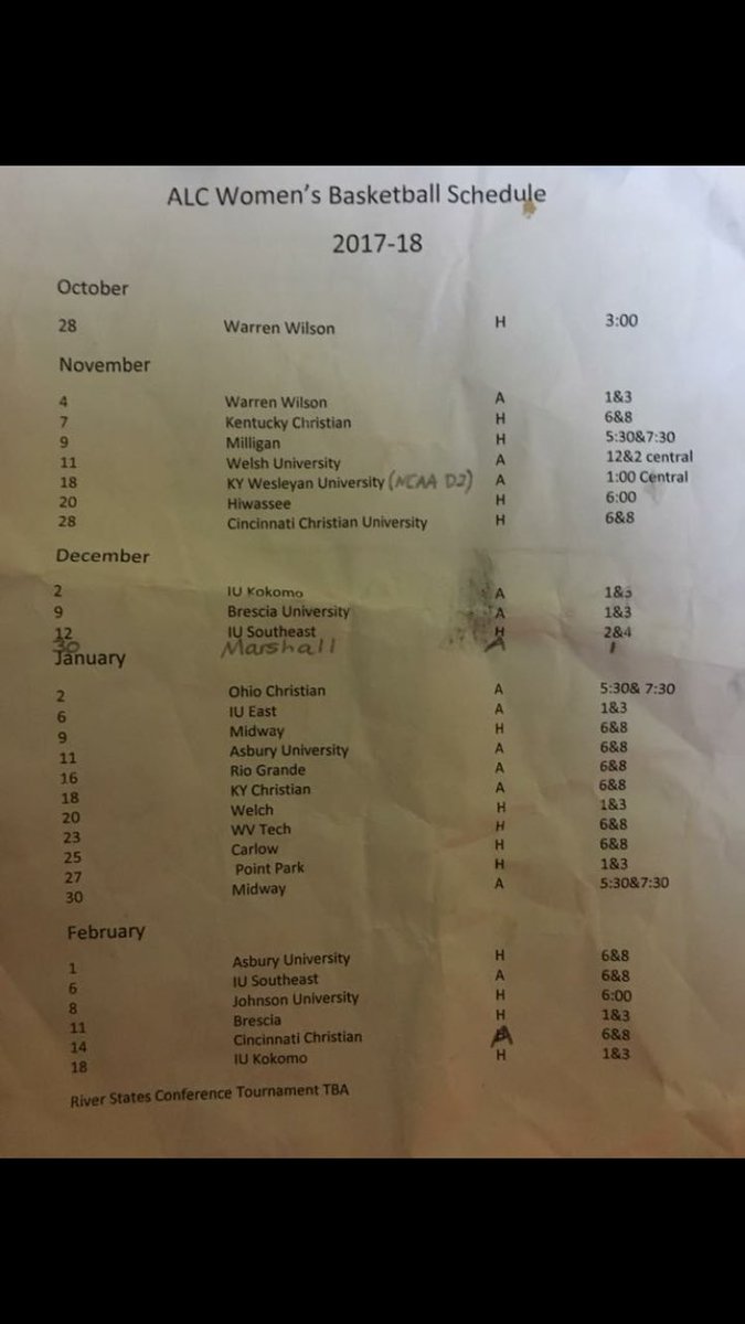 Women’s Basketball schedule