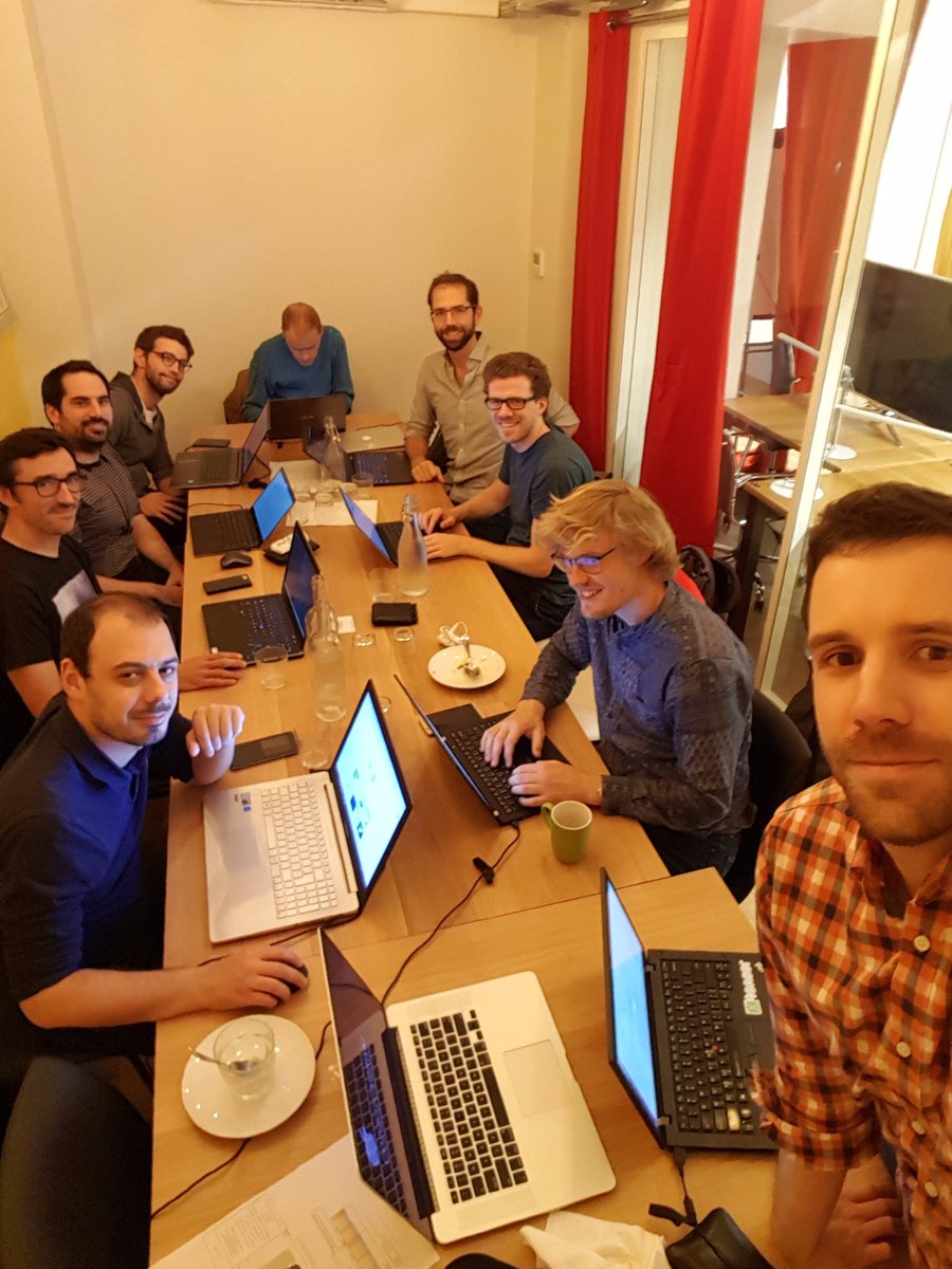 SylvainCorlay's tweet image. Coding session in Paris with core developers of #dask, #jupyter, #xtensor, #scikitlearn, #shapely, #pandas and more!