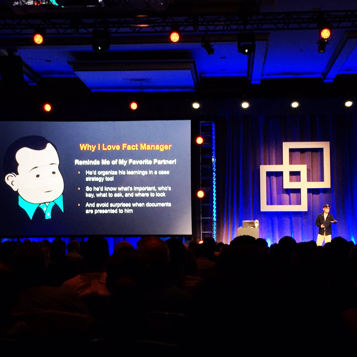 EDiscovery_Girl's tweet photo. "...the tool had made him a better lawyer" #factmanager #relativityfest #AdvancedDiscovery #eDiscovery https://t.co/C96AK0utIy
