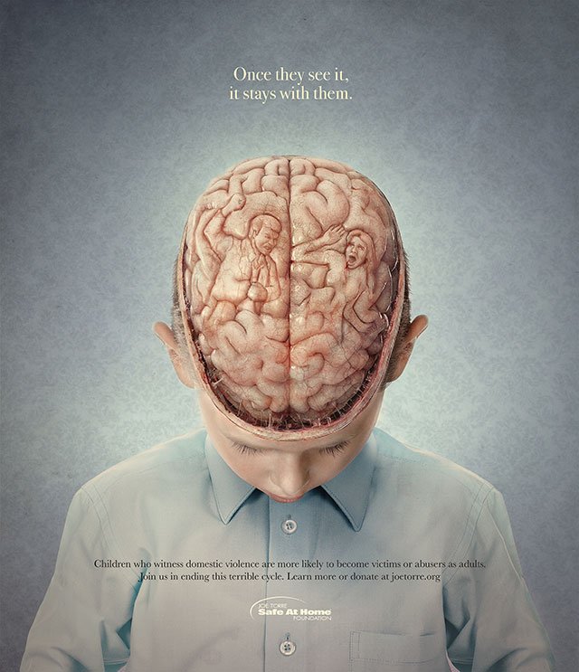 Adweek's tweet photo. Domestic abuse is carved into children's brains in these unsettling print ads: https://t.co/mpUAVwwS8E https://t.co/uim3aigqcl