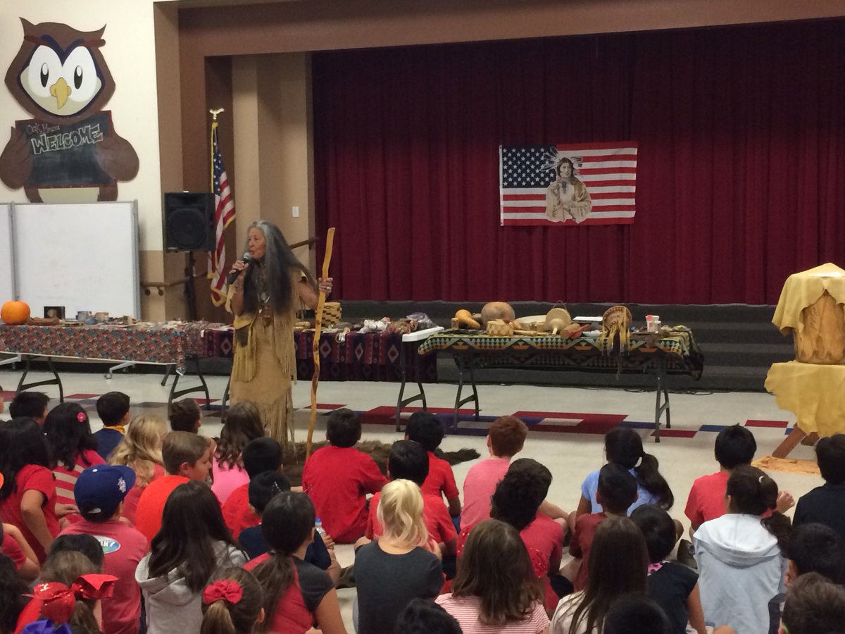 Fourth grade students enjoying their guest speaker.  Learning about Native American history.