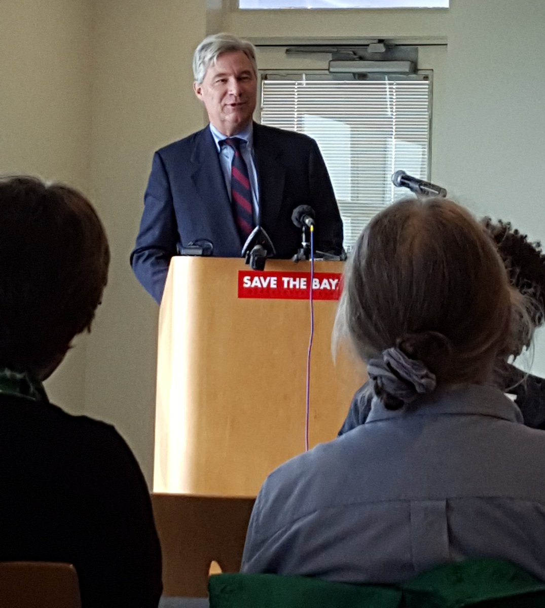 SaveTheBayRI's tweet photo. "Science gives us headlights to see what's coming up for us in the Bay." @SenWhitehouse on release of State of NarraBay report. #nbep https://t.co/M2wdoAUDxM