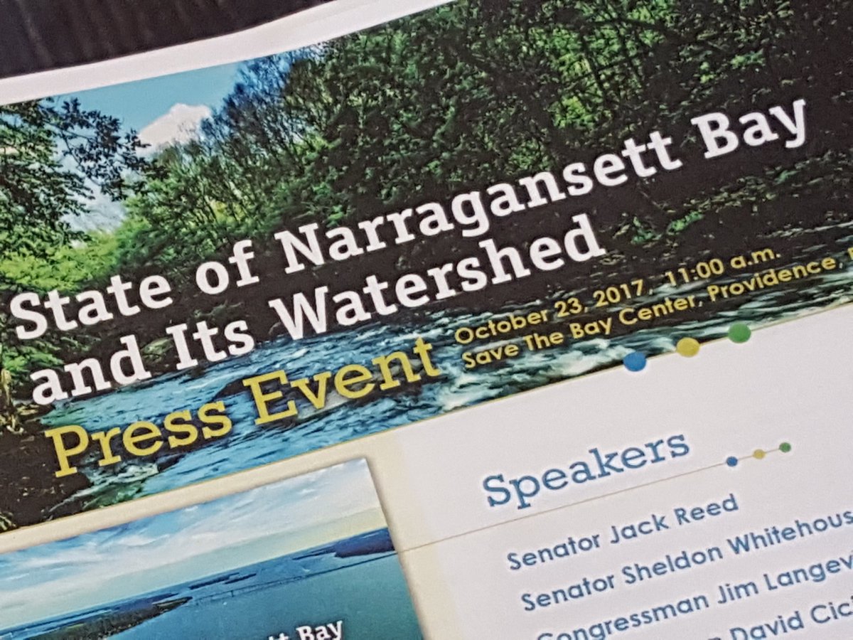 SaveTheBayRI's tweet photo. "Science gives us headlights to see what's coming up for us in the Bay." @SenWhitehouse on release of State of NarraBay report. #nbep https://t.co/M2wdoAUDxM