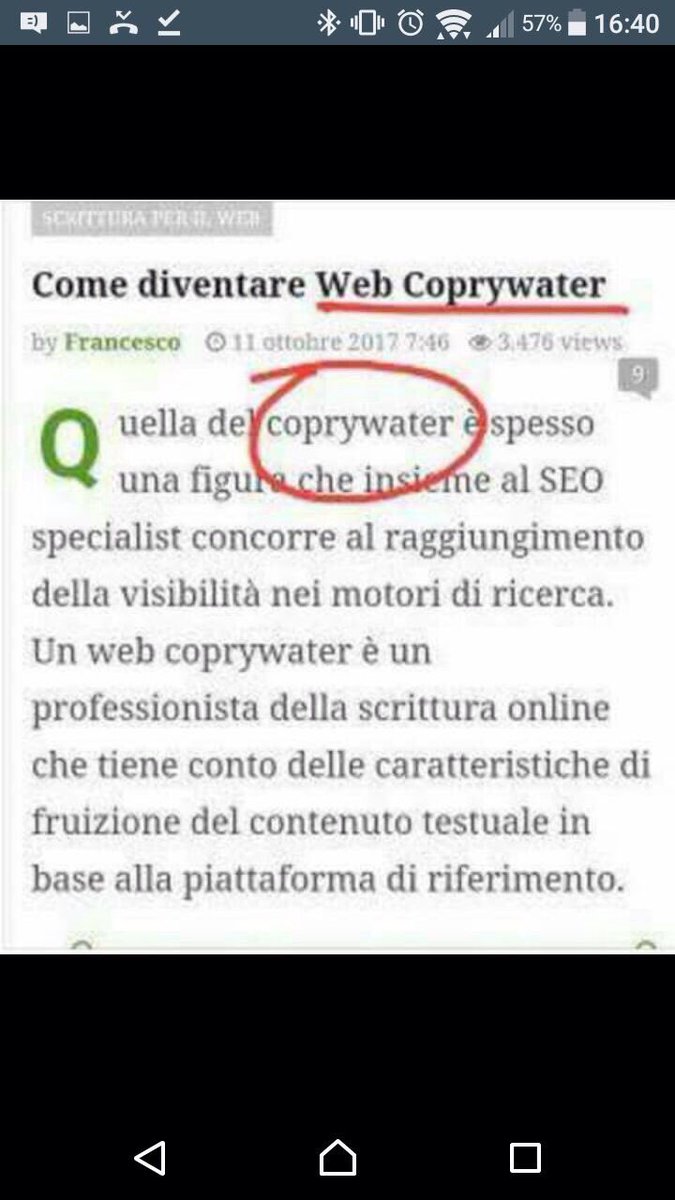 Tra i nuovi lavori del web anche i coprywater.
