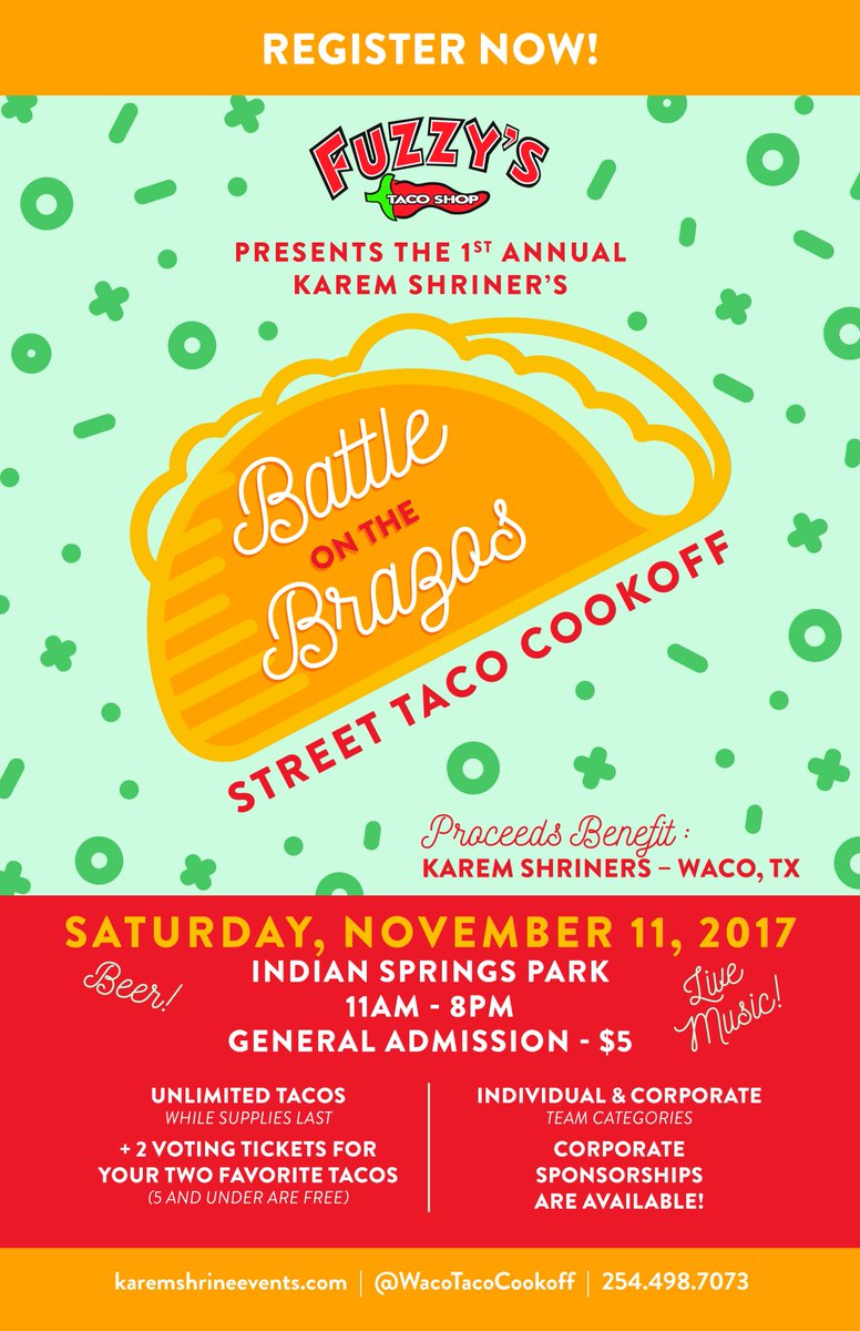 WacoTacoCookoff's tweet photo. @downtownwacotx Hey! We think our Taco Cook Off is something you and your followers would be interested in! DM us for more info! https://t.co/VjjzH5ixFm