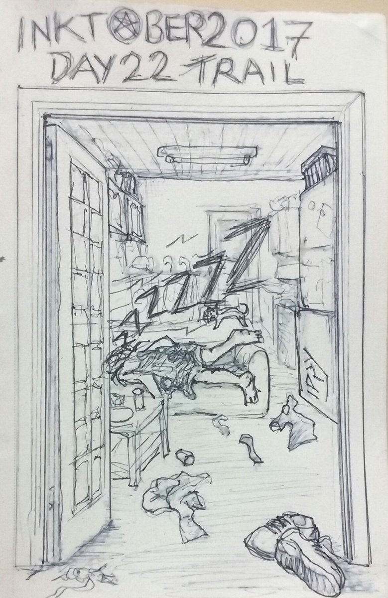 DeanTYoung's tweet photo. A little late #inktober #inktober2017 day22 trail https://t.co/DDO20PARki