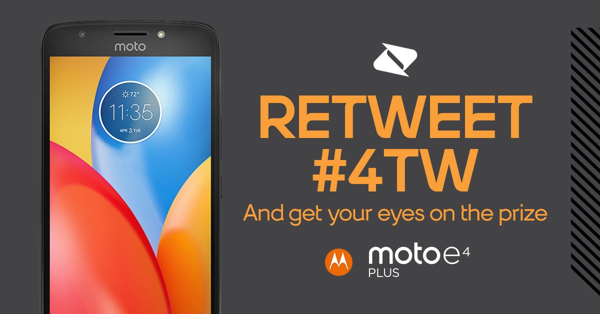 boostmobile's tweet photo. SWEEPS 🚨
Smooth Design #4TW.

RT w/ #4TW for a chance to win the new Moto E4 Plus with 5.5” HD display &amp; sleek metal design. https://t.co/OlzRNlxt0R