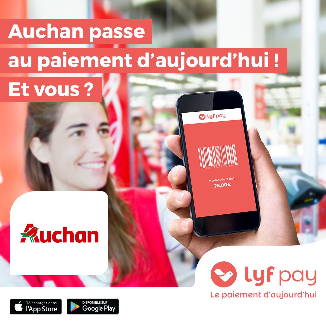 Auchan passe au paiement d'aujourd'hui ! Et Vous ??
Avec l’app #LyfPay , gratuite et 100% sécurisée, : m.onelink.me/5926983f