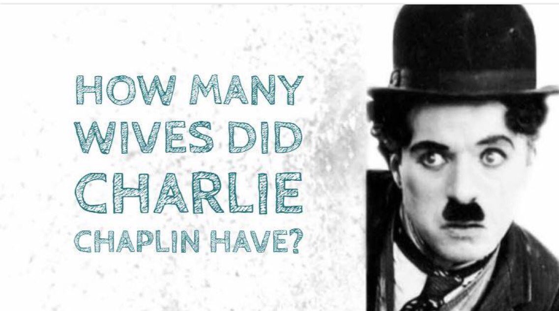 Brookfield College (@brookfieldcol) on Twitter photo ON THIS DAY.  Actor Charlie Chaplin (29) weds Mildred Harris (17). 
Question - How Many wives did Charlie Chaplin have? #CharlieChaplin ON THIS DAY.  Actor Charlie Chaplin (29) weds Mildred Harris (17). 
Question - How Many wives did Charlie Chaplin have? #CharlieChaplin