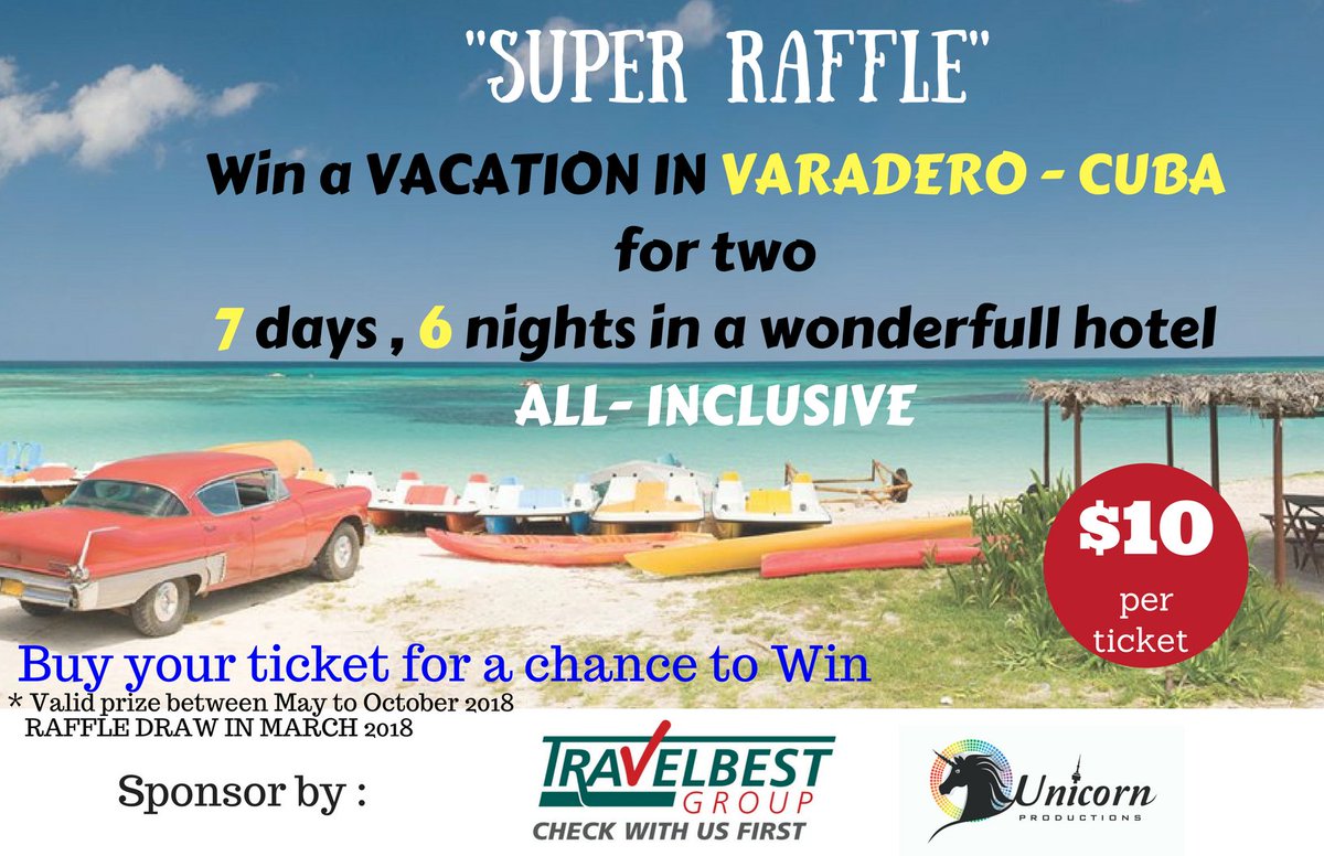 unicornpro_to's tweet photo. ALL INCLUSIVE FOR 2 PP TO VARADERO CUBA FOR 7 DAYS !!! 
SUPER RAFFLE !!! ONLY FOR 10 DOLLARS!!!
#vacation #allinclusive @TravelbestG https://t.co/fiu3YgEqD2