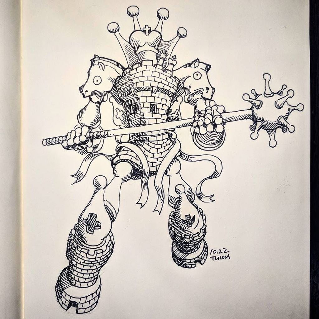 Tuism's tweet photo. #inktober day 23... Too much #reallybadchess, I didn't bother with the prompt "juice" 😋 #chess @helvetica https://t.co/maqGhjPpAZ https://t.co/ZR6Ouce2e4