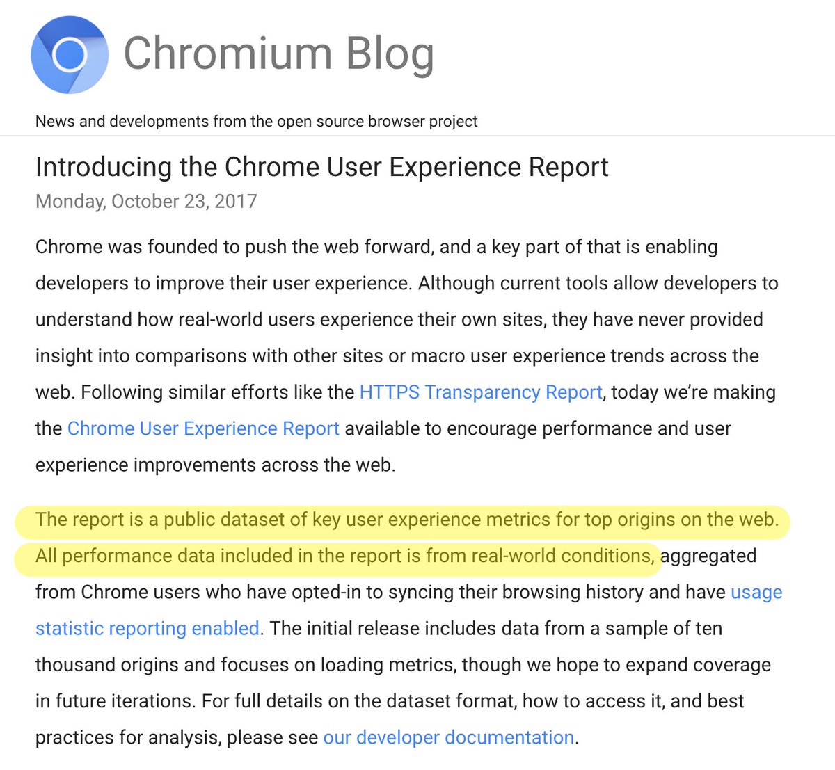 ChromiumDev's tweet image. Introducing the Chrome User Experience Report: bit.ly/introducing-cr… - real user experience measurement for the web!