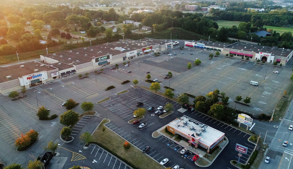 RainierCos's tweet photo. Belden Park Crossings aerial, Dick's Sporting Goods Belden location &amp; Pro Football Hall of Fame Village rendering. https://t.co/e404cTfjv0