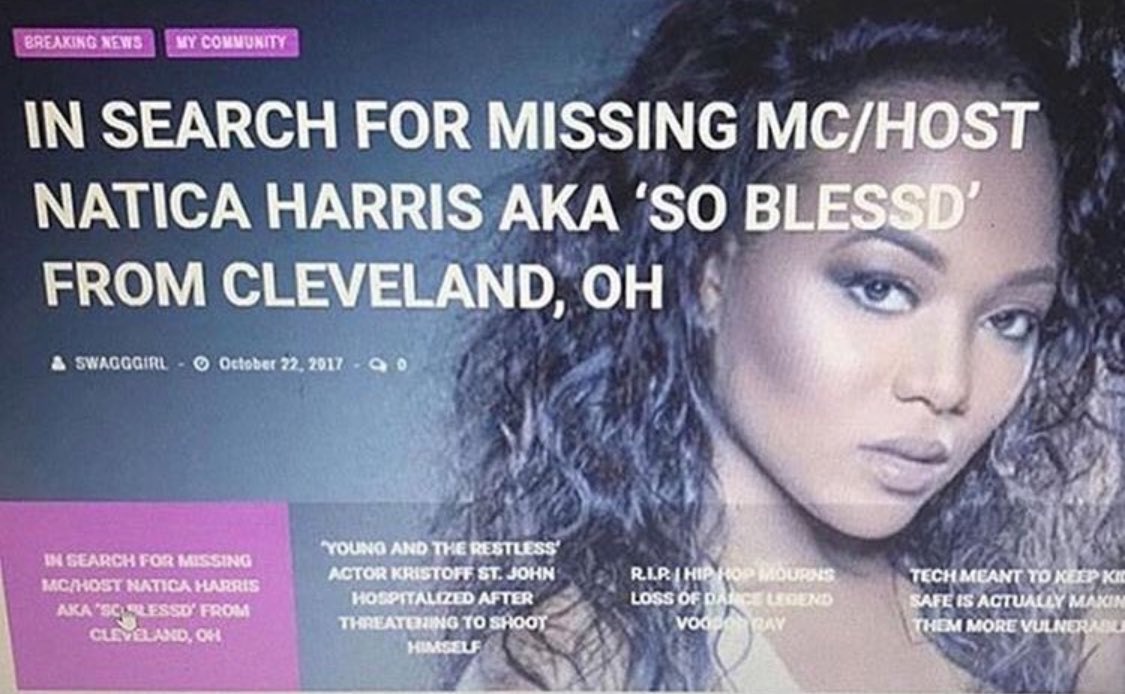 TVNewsLady's tweet photo. Have you seen #Cleveland native #NaticaHarris? She was last seen in DC hosting party @ #HowardHomecoming. Please RT
https://t.co/Mh5XXoZlcC https://t.co/ZaieraEZnz