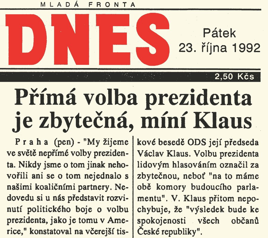 Znovu89's tweet photo. Klausovi se nelíbí Havlův návrh přímé #volby prezidenta: „Nedovedu si u nás představit rozvinutí politického boje jako v Americe.“ #mfd92 https://t.co/FVDklXkyR3