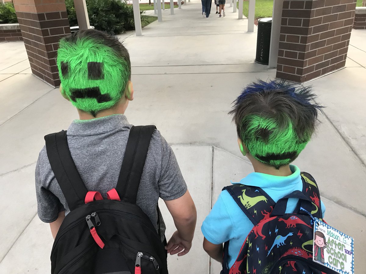 Crazy hair is in full swing at The Grove 🍊#cgeeagles #RedRibbonWeek