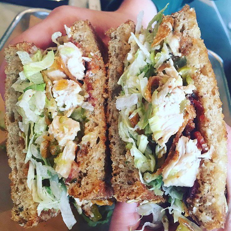 All up in our warm chicken salad sandwich! What are your #lunch plans?