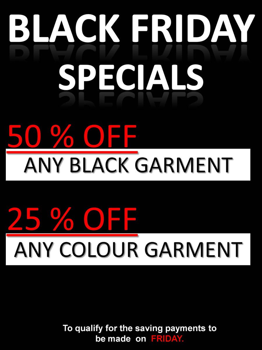 GianaDryCleaner's tweet photo. #blackfriday2017 24 NOVEMBER 17' BE PART OF THE MADNESS #SAVING, #GIANADRYCLEANERS &amp; LAUNDRY CENTURION, 012 657 1525

#SPECIALS #TRENDINGSA https://t.co/uvF1oYe2rM