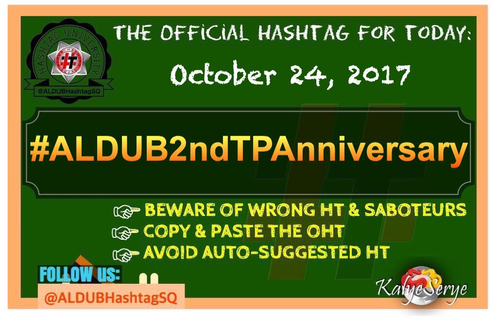 OHT: #ALDUB2ndTPAnniversary

<a href="/ofctrendsetter/">TEAM OAT ᴬᴰᴺ</a> <a href="/jaysondmx/">Jayson Floresca</a> <a href="/ALDUBNation/">ALDUBNation</a>  <a href="/AlDubBigGirlz/">AlDubForTheBigGirlz™ᴬᴰᴺ</a>  <a href="/imcr8d4u/">🇸🇦 Don Juan de Mculit™ 🇵🇭</a> <a href="/WhilczelCanlas/">Whilczel Canlas</a> <a href="/SenyoraTidora_/">SENYORA TIDORA ᴬᴰᴺ</a> <a href="/AIFam16/">Ang SALTIK Infinity</a>