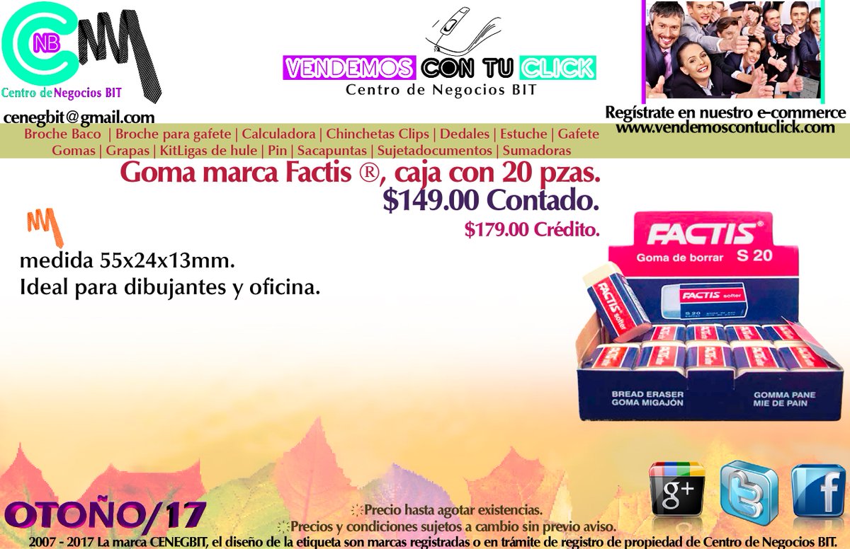cenegbit's tweet photo. #VendemosConTuClick Caja de #Goma #Factis®, $149 #Ixtapaluca #CDMX #Puebla #Morelos #Iztapalapa #ecommerce #FelizLunes #TiendaOnLine https://t.co/5J3aUKHwWl