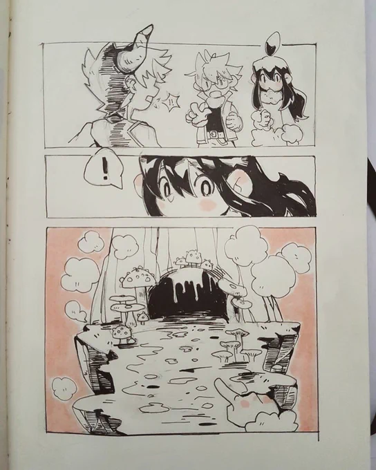 #inktober Day 22: Trails. They started to fight each other. Suddenly the girl saw a weird trail leading to the cave.  -  What's that? ? 