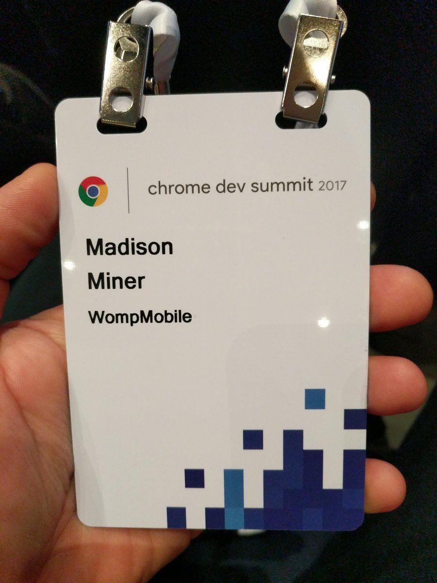 WompMobile's tweet photo. Excited for this year’s #ChromeDevSummit ... it's almost showtime
#Google #ProgressiveWebApps #PWAs #AMP #MobileFirst #WompMobile https://t.co/n279V2FcWX