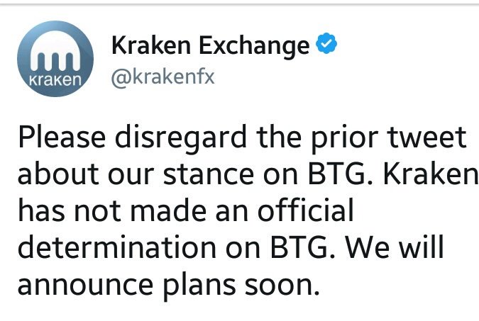 BitcoinDergi's tweet photo. @krakenfx  'in #bitcoingold (BTG) konusunda kafası karışık. Önce desteklemiyoruz dediler sonra paylaşımı silip resmi karar vermedik dediler: https://t.co/6iUjIUu9uA