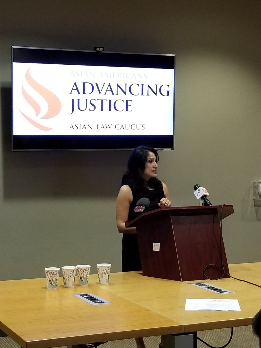 AsianLawCaucus's tweet photo. Our ED @Aarti_Kohli kicks off our press conference on 4 landmark CA bills signed into law. #SB54 #SB31 #AB918 #AB699 https://t.co/mGavG0YvBE