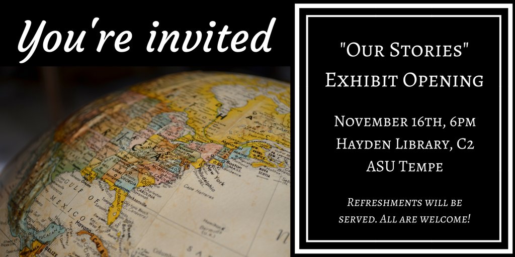 judithperera's tweet photo. Students @ASU designing #Immigration #migration exhibit hosted @ASULibraries. RSVP for Opening: https://t.co/3bmZGEnVUm. @ourstoriesasu https://t.co/buvyG5zB4u