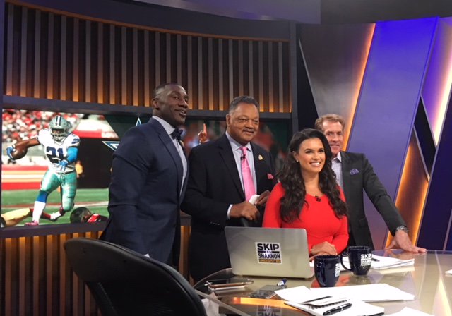 ProspeakGroup's tweet photo. With #revjjackson on #foxsports1 #undisputed w/ #ShannonSharpe &amp; #SkipBayless.

#takeaknee
#itsnotabouttheflag
#theplayerspastor https://t.co/IvmGCnyEkS