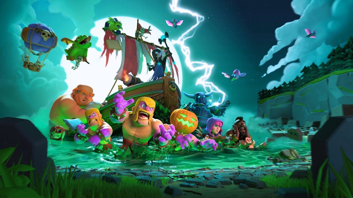 clashnostress's tweet photo. Legal ver tropas da base de construtor evidenciadas na tela de login apos o update do halloween #basedoconstrutor #semmimi https://t.co/46M922P496