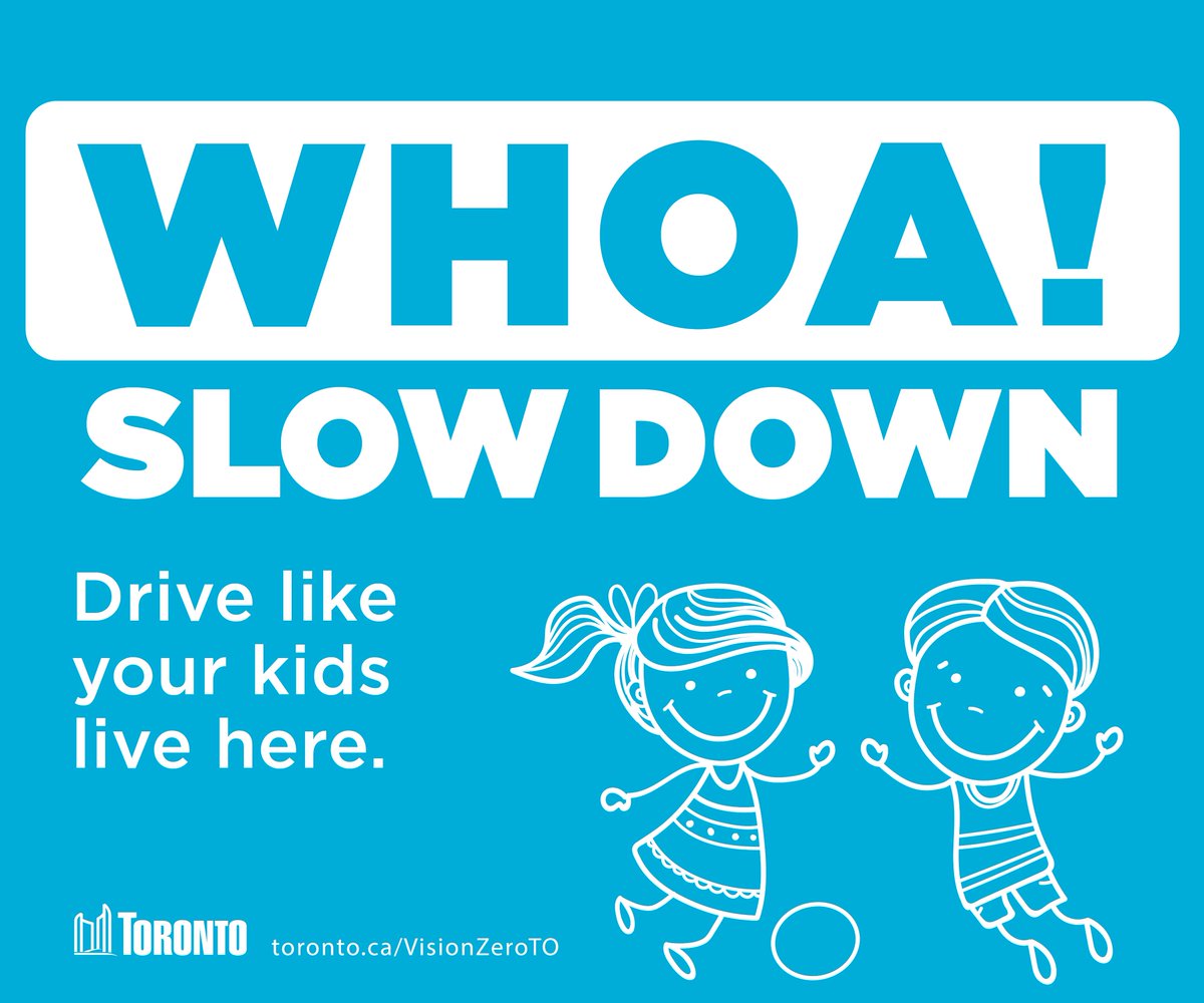 Coming to a neighbourhood near you. Check out these new slow down signs the city is giving out to residents. Please slow down &amp; take extra care.  #VisionZeroTO Info: www1.toronto.ca/wps/portal/con…