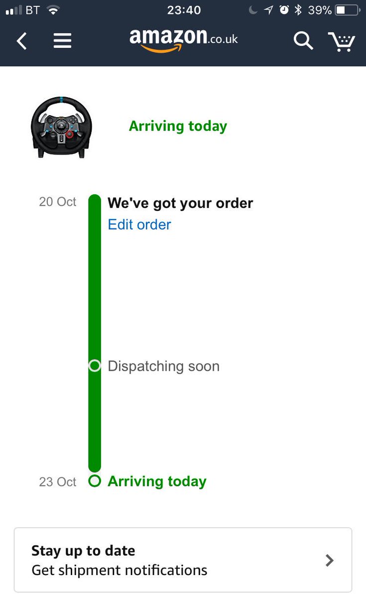 davetommo153's tweet photo. Not sure how one day delivery works from @AmazonUK when it’s not even dispatched yet #doigetarefund #itsabitlate https://t.co/nOYpanOYA0