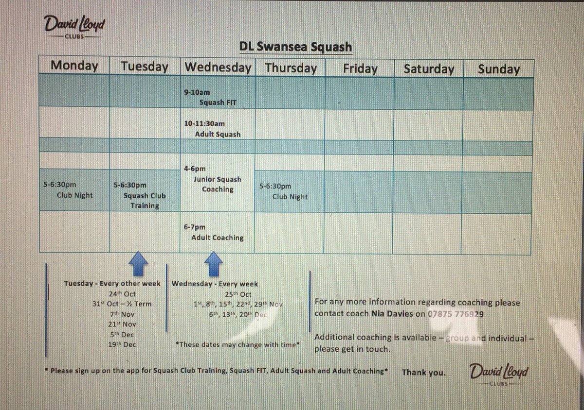 Here's our weekly squash program <a href="/DLSwanseaSquash/">DL Swansea Squash</a> if you'd like to join in with our sessions... or why not enter your name on the ladder 🏆💪