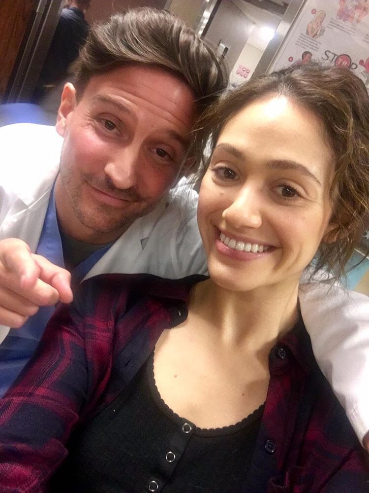 tknickerbocker's tweet photo. #TKActors Jonathan LaVallee and Emmy Rossum on set for "Shameless." Season 8 starts November 5th! #TKTribeGoesWest #EmmyRossum #Shameless https://t.co/ZYSeQX62Vd