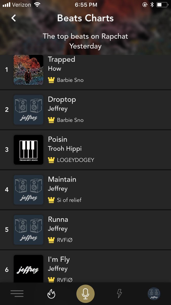 prodbyjeffrey's tweet photo. The @rapchatapp charts don’t lie. Who needs custom beats? https://t.co/93VMYYBsri