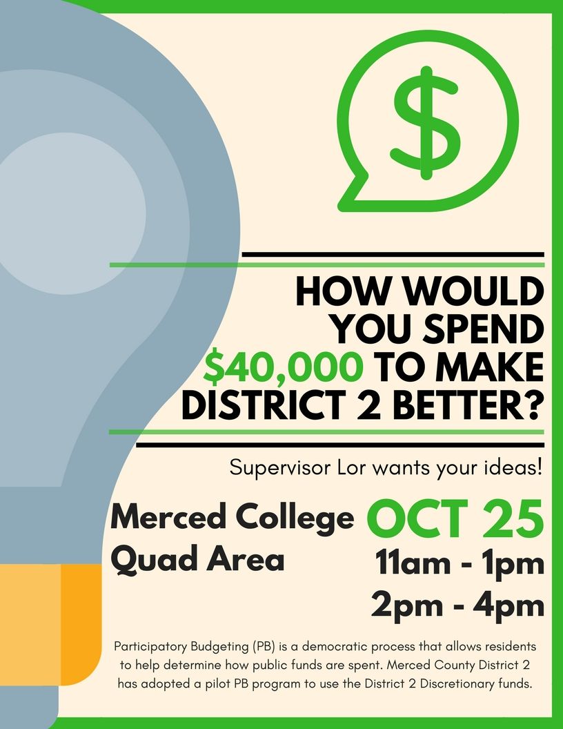 valleyonward's tweet photo. .@mercedcollege, @SupervisorLor and the #PBMerced team are on campus. Let us know how you would spend $ to better Merced County District 2. https://t.co/o8EWU59zaj