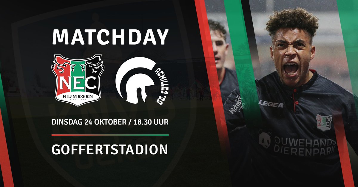 MATCHDAY! ⚽️ Vanavond treedt N.E.C. in de tweede ronde van de KNVB Beker aan tegen Achilles '29! De aftrap is om 18.30 uur. 🏆

#necach