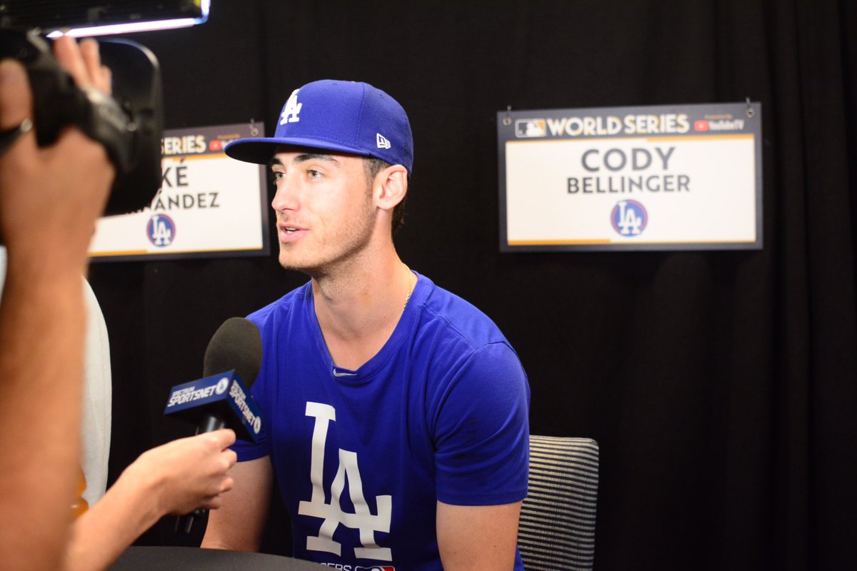 Dodgers's tweet photo. #ThisTeam meets the press. #WorldSeries https://t.co/69QEpq9lVR