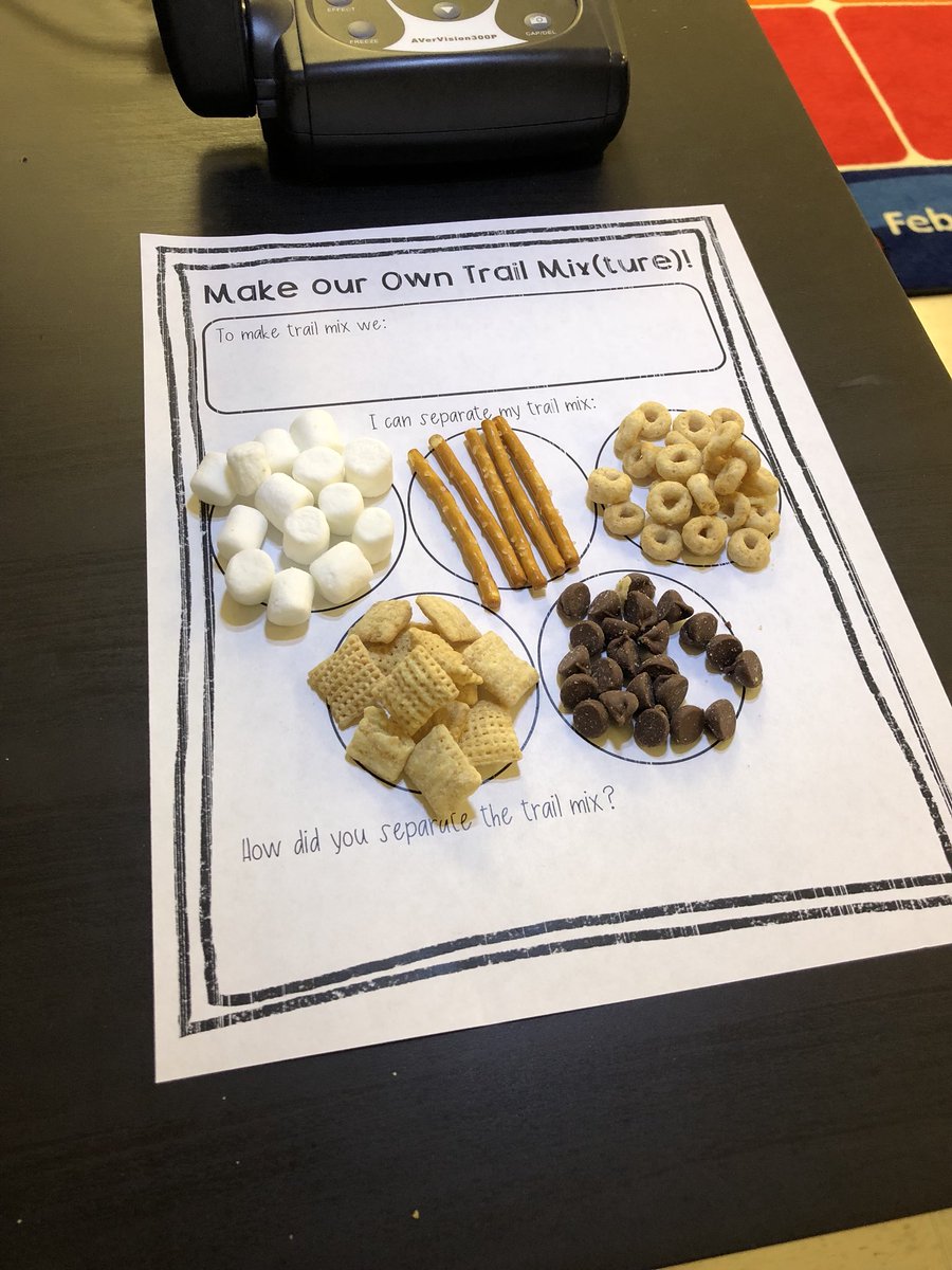 MrsHarvey3rd's tweet photo. In science today we learned about Mixtures with trail mix! Students loved separating it out and mixing it back together! #LISDThrive https://t.co/fhHIQjA7W2